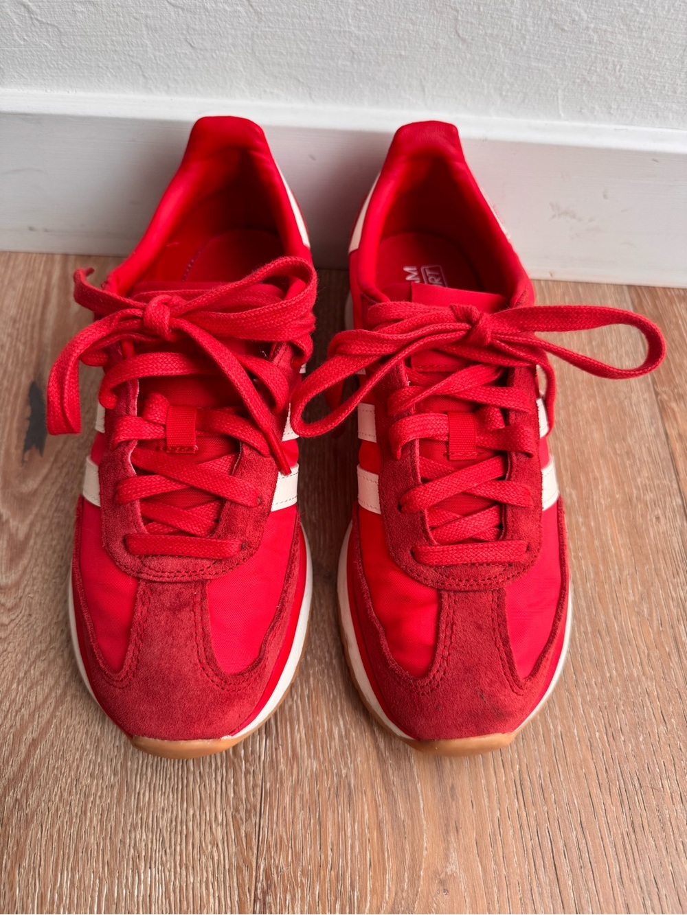 Red adidas cloud foam comfort sneaker